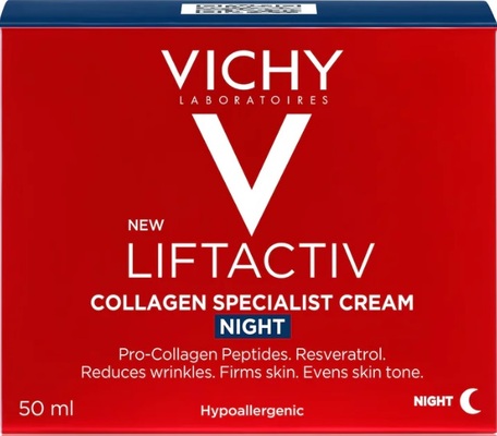 Крем-уход для лица Vichy LiftActiv Collagen Specialist антивозрастной ночной с эффектом коррекции морщин и придания упругости коже, 50 мл.