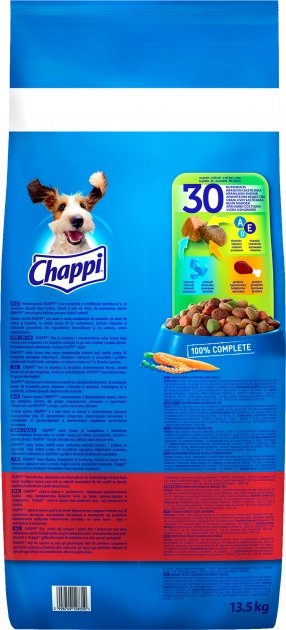 Корм для собак Chappi с тремя видами мяса и овощами, 13,5 кг.