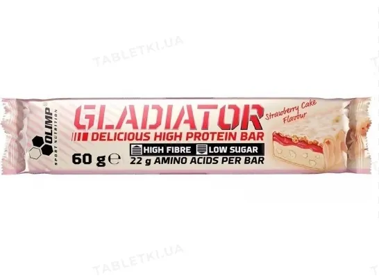 Батончик протеїновий Olimp Gladiator, полуничний пиріг, 60 г
