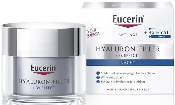 Крем для обличчя Eucerin Hyaluron-Filler + 3x Effect нічний проти зморшок для всіх типів шкіри (63486), 50 мл