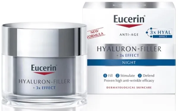 Крем для обличчя Eucerin Hyaluron-Filler + 3x Effect нічний проти зморшок для всіх типів шкіри (63486), 50 мл