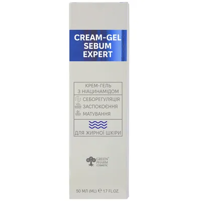 Крем-гель для обличчя Green Pharm Cosmetic з ніацинамідом для жирної шкіри денний, 50 мл