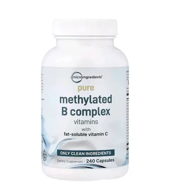 Метильований комплекс вітамінів групи B з вітаміном C Micro Ingredients Pure Methylated B Complex with Vitamin C, 240 капсул