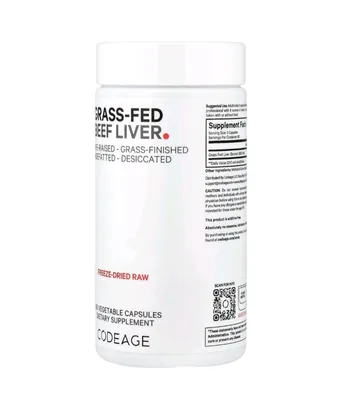Печінка яловича Codeage Grass-Fed Beef Liver трав'яної відгодівлі, 180 капсул