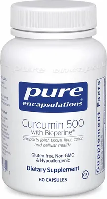 Куркумін з біоперіном Pure Encapsulations Curcumin with Bioperine 500 мг, 60 капсул