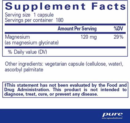 Магний глицинат Pure Encapsulations Magnesium (glycinate), 180 капсул