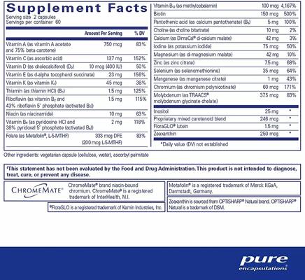 Мультивитамины Pure Encapsulations Junior Nutrients, без железа, от 4 лет, 120 капсул