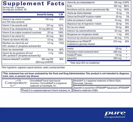 Мультивітаміни для дітей Pure Encapsulations Junior Nutrients, без заліза, від 4 років, 120 капсул