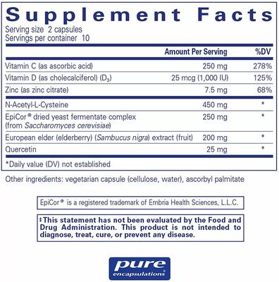 Комплекс для иммунитета Pure Encapsulations PureDefense with NAC, 20 капсул