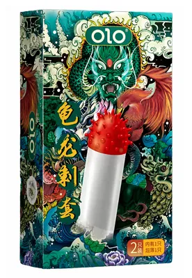 Презерватив OLO Genbu Dragon ультратонкі з вусиками та кулькою + Лубрикант на водній основі