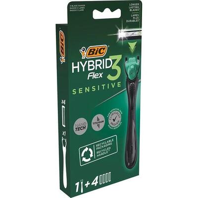 Станок для бритья Bic Flex 3 Hibrid Sensitive мужской с 4 сменными картриджами