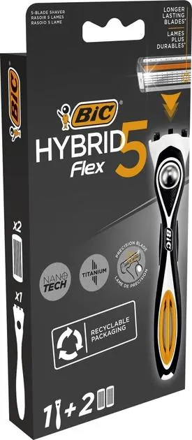 Станок для гоління Bic Flex 5 Hybrid чоловічий з 2 змінними картриджами