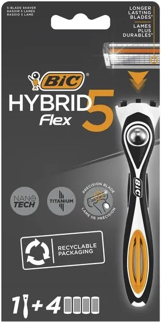 Станок для гоління Bic Flex 5 Hybrid чоловічий з 4 змінними картриджами