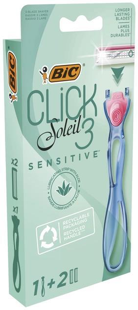 Станок для бритья Bic Miss Soleil Click Sensitive с 2 сменными картриджами