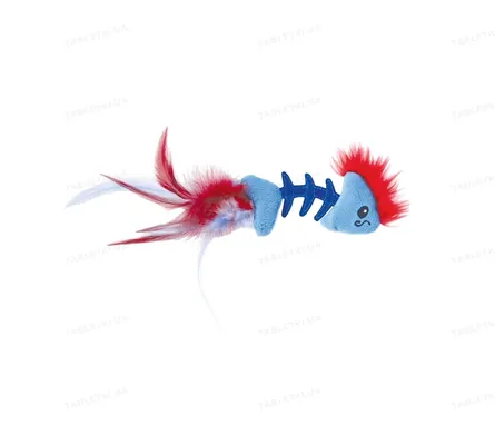 Іграшка для котів Petstages Feather Fish Bone Cat Toy pt90022 Рибка з пір'ям, блакитна