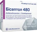 Бісептол 480 концентрат д/приг. р-ну д/інф. 80 мг/16 мг по 5 мл №10 в амп.