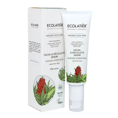 Сироватка для обличчя та декольте Ecolatier Organic Aloe Vera інтенсивно зволожуюча, 50 мл