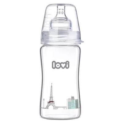 Бутылочка стеклянная Lovi Diamond Glass Retro boy, 74/203, 250 мл