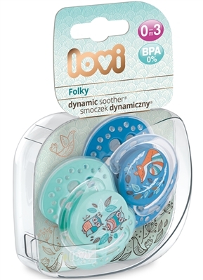 Пустушка силіконова Lovi Folky динамічна, 22/841boy, 0-3 місяці, 2 шт
