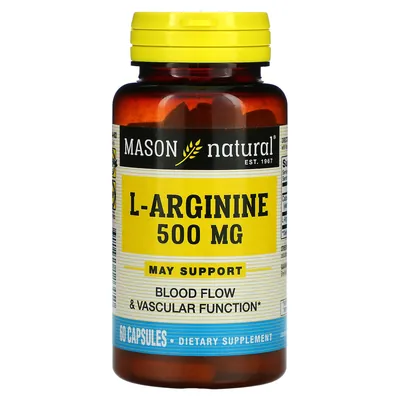 L-Аргінін Mason Natural L-Arginine 500 мг, 60 капсул