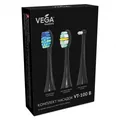 Насадки Vega VT-100 B Повний комплекс до звукової зубної щітки VT-800 В, чорні, 2 штуки