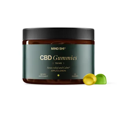 Канабідіол Mind Shi CBD Gummies Full Spectrum 750 мг яблуко та лимон, 30 жувальних мармеладок