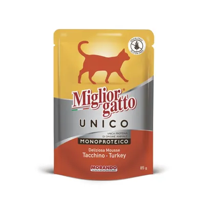 Корм вологий Morando Migliorgatto UNICO для котів мус з індички, 85 г