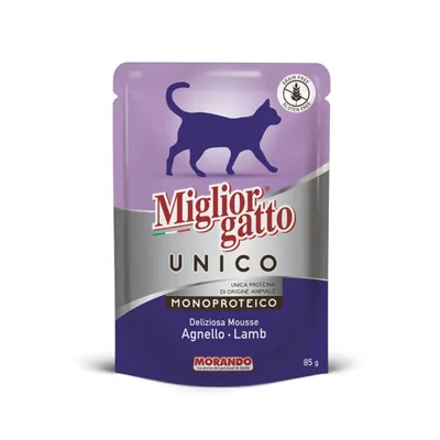 Корм вологий Morando Migliorgatto UNICO для котів мус з ягняти, 85 г