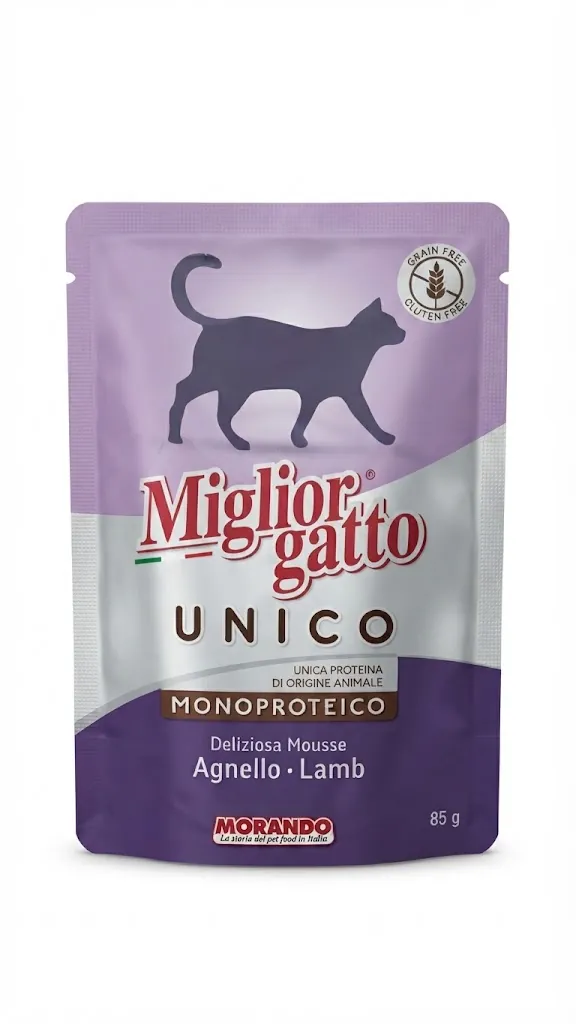 Корм вологий Morando Migliorgatto UNICO для котів мус з ягняти, 85 г