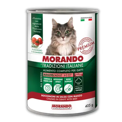 Корм вологий Morando Tradizioni для котів шматочки в соусі з яловичиною, 405 г