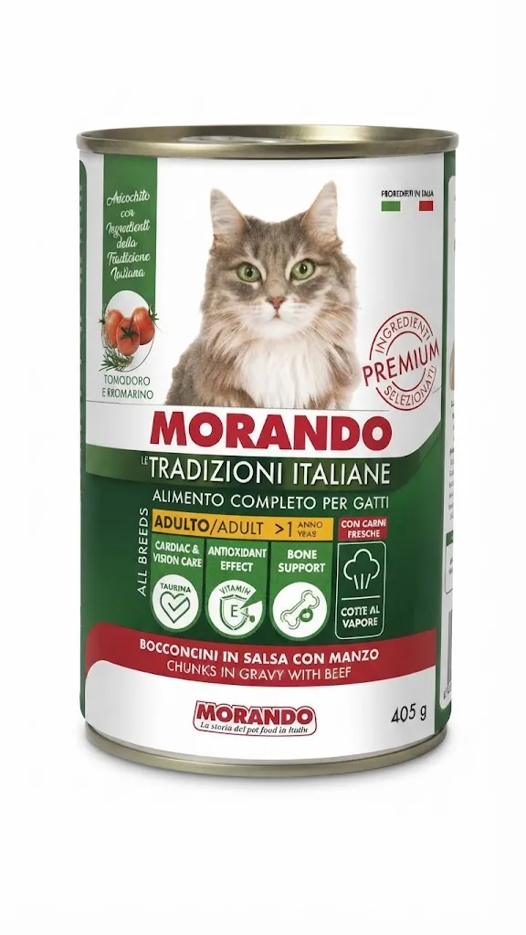 Корм вологий Morando Tradizioni для котів шматочки в соусі з яловичиною, 405 г