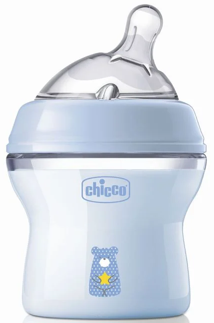 Бутылочка детская пластиковая Chicco Natural Feeling с соской силиконовой, медленный поток, для мальчиков, 150 мл