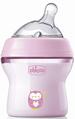 Бутылочка детская пластиковая Chicco Natural Feeling с соской силиконовой, медленный поток, для девочек, 150 мл
