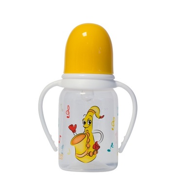 Пляшечка пластикова Dydus Дідус з ручками з силіконовою соскою B/121S, 125 мл