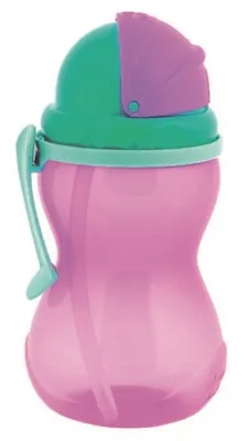 Поїльник Canpol babies 56/113_pin спортивний з обертаючою кришкою і трубочкою рожевий, 370 мл
