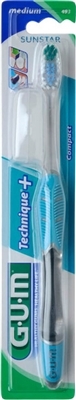 Зубная щетка GUM Technique Plus, компактная средне-мягкая, 1 штука