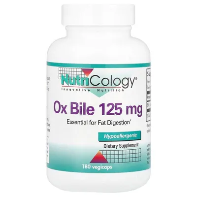 Екстракт бичачої жовчі Nutricology Ox Bile 125 мг, 180 рослинних капсул