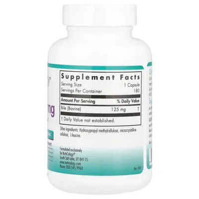 Екстракт бичачої жовчі Nutricology Ox Bile 125 мг, 180 рослинних капсул