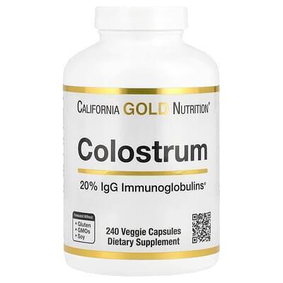 Молозиво California Gold Nutrition Colostrum, 240 растительных капсул
