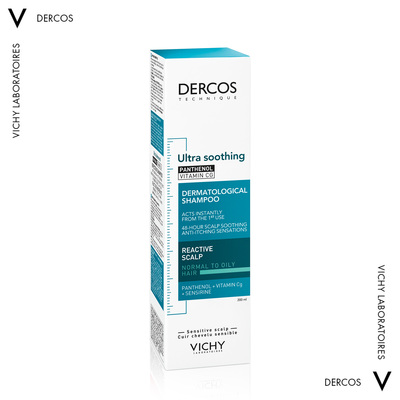 Шампунь Vichy Dercos успокаивающий, для чувствительной кожи, для нормальных и жирных волос, 200 мл
