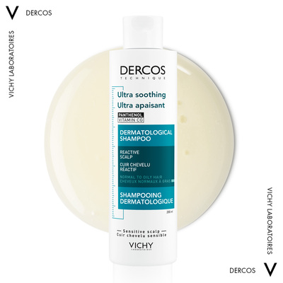 Шампунь Vichy Dercos успокаивающий, для чувствительной кожи, для нормальных и жирных волос, 200 мл