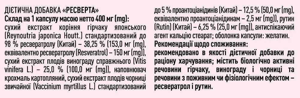 Ресверта капсули по 400 мг №30 (10х3)
