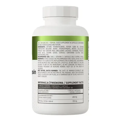Бетаїн + Пепсін OstroVit Betain HCL + Pepsin, 100 капсул