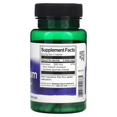 Хром Swanson Chromium 200 мкг, 180 капсул