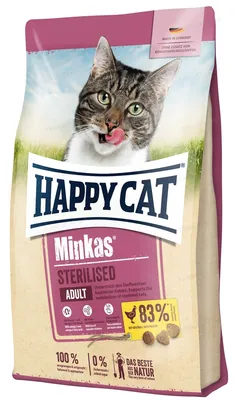 Корм сухий Happy Cat Minkas Sterilised Geflugel для кастрованих котів та стерилізованих кішок з птицею, 0,5 кг, 70402