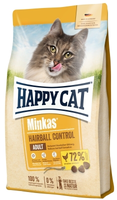 Корм сухий Happy Cat Minkas Hairball Control Geflugel для дорослих котів для виведення шерсті з птицею, 1,5 кг, 70410