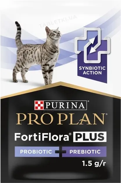 Корм додатковий Purina Pro Plan FortiFlora Plus пробіотик + пребіотик для дорослих котів та кошенят порошок по 1,5 г №1 в саше
