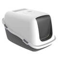 Туалет закрытый Petmax Cat Toilet Ella с фильтром для кошек, бело-серый, 57х39х38 см