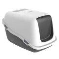 Туалет закритий Petmax Cat Toilet Ella з фільтром для котів, біло-сірий, 57х39х38 см