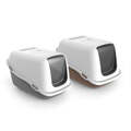 Туалет закрытый Petmax Cat Toilet Ella с фильтром для кошек, бело-серый, 57х39х38 см